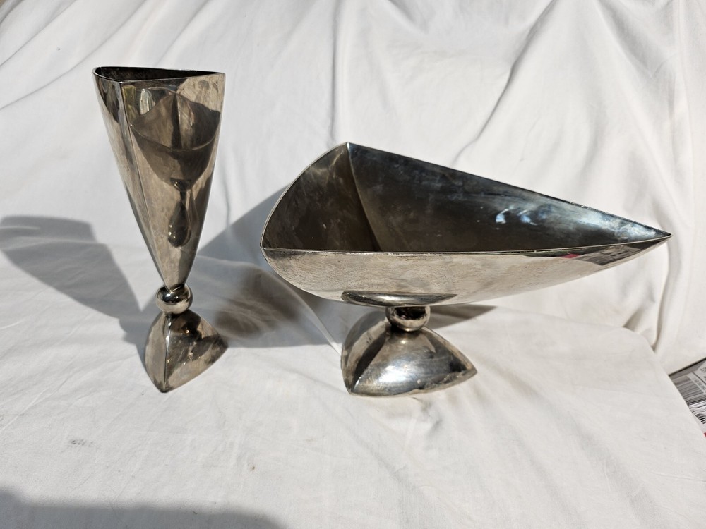 Namford Silverplated Triangular Bowl & Wine Cup Brass Collectible 🔥