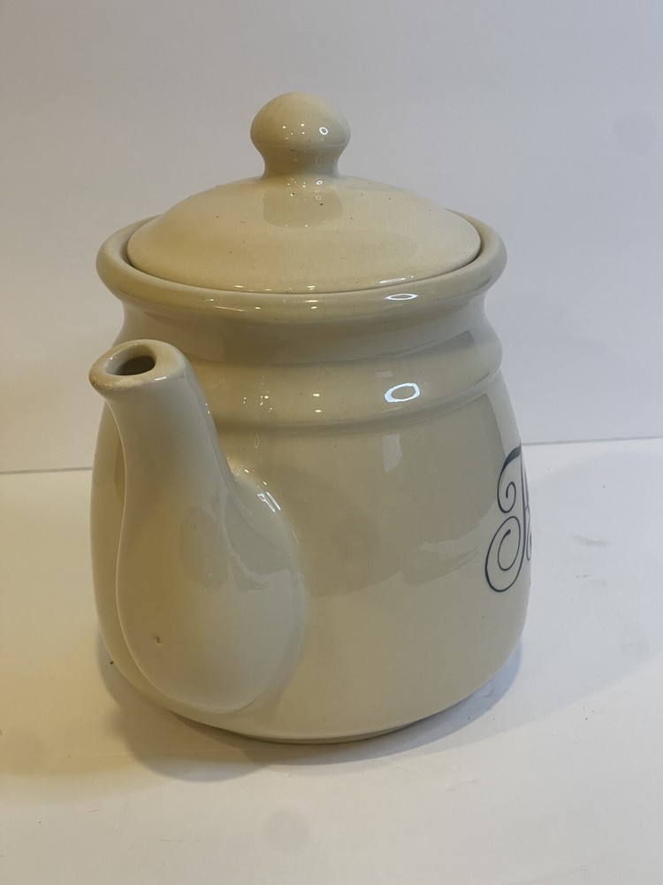 Farmhouse Style Teapot "Tea" Script Cursive 7 1/4" | Vintage Teapot | Ceramic