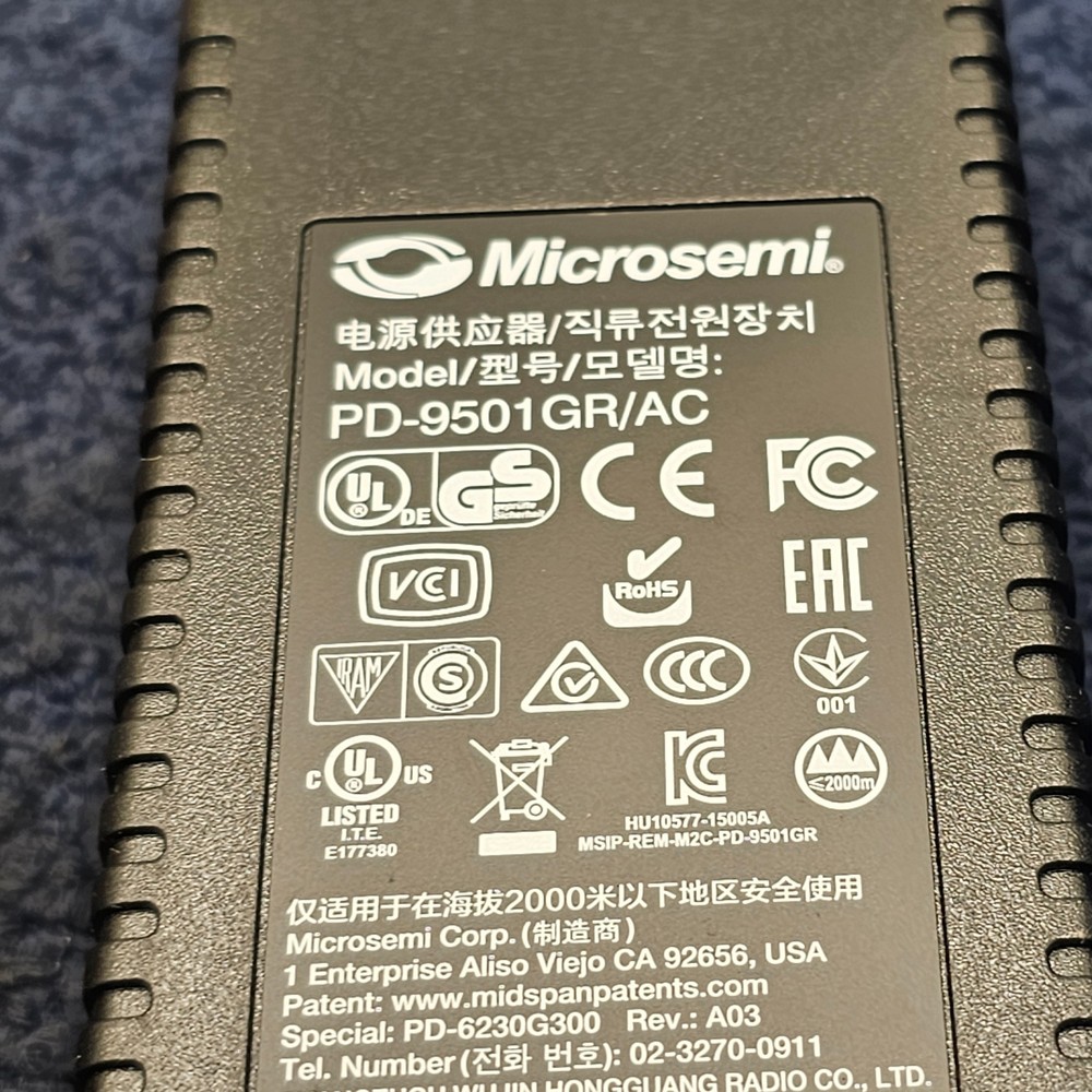 Microsemi PD-9501GR/AC-US POE Injector For Multisensor Camera