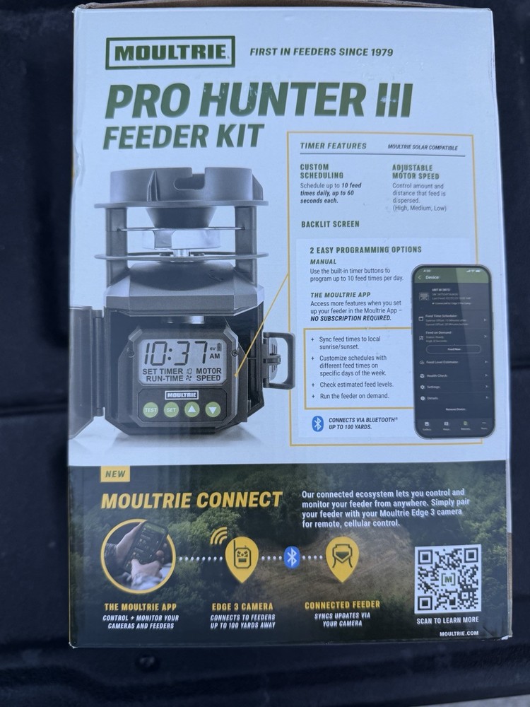 Moultrie Pro Hunter III Deer Feeder Kit Quicklock Adapter Bluetooth Connect