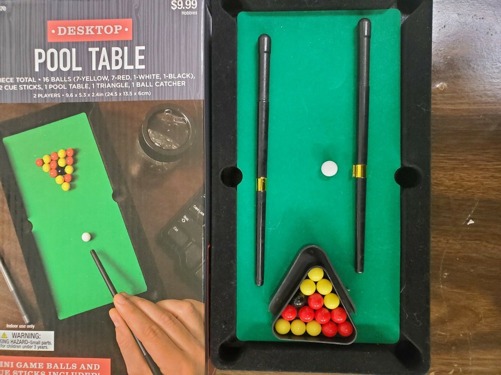 Mini Billiard Ball Metal Tabletop Pool Table Desktop Game Set 10x5inch New