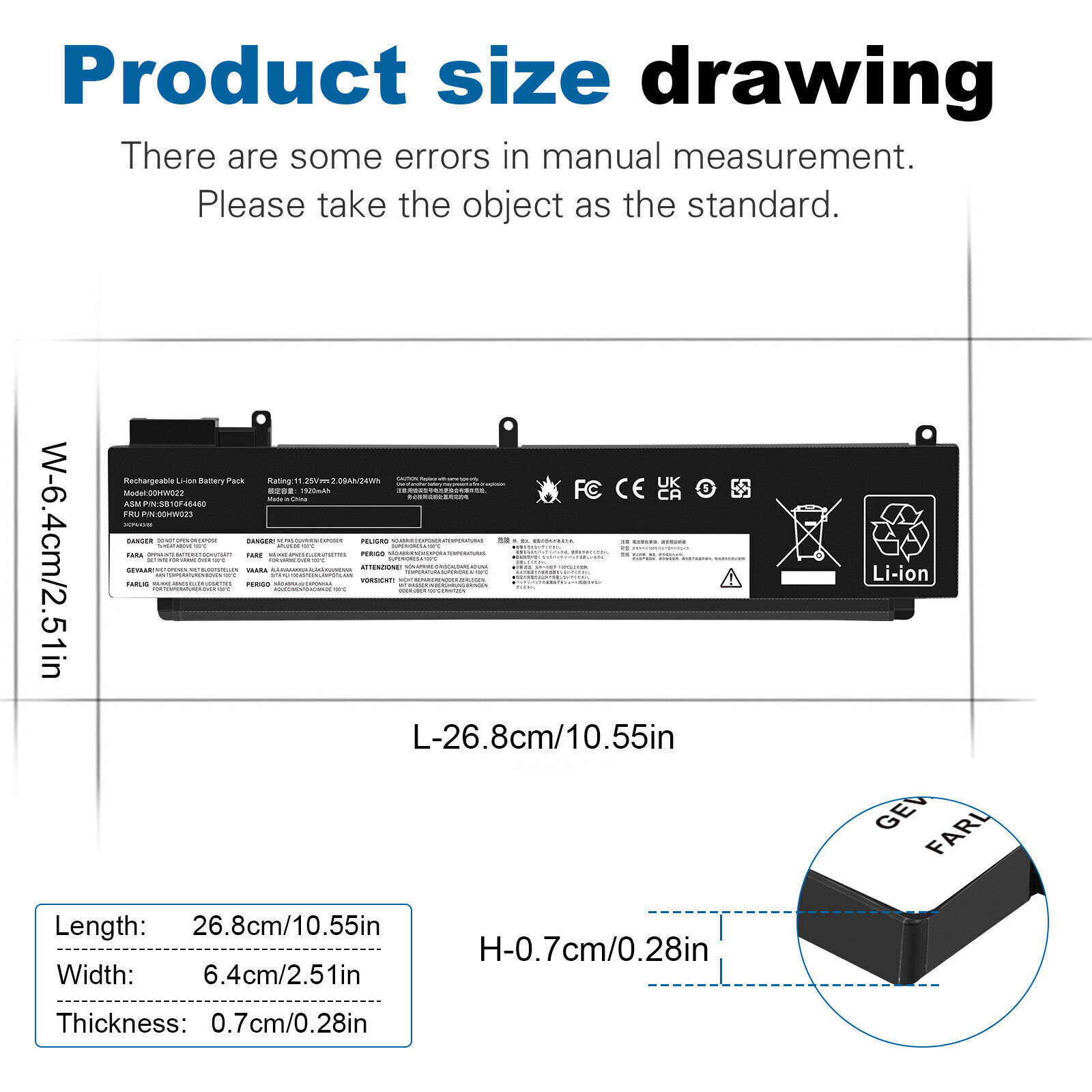 Battery For Lenovo Thinkpad T460s T470s Series 00HW022 00HW023 00HW024 00HW025