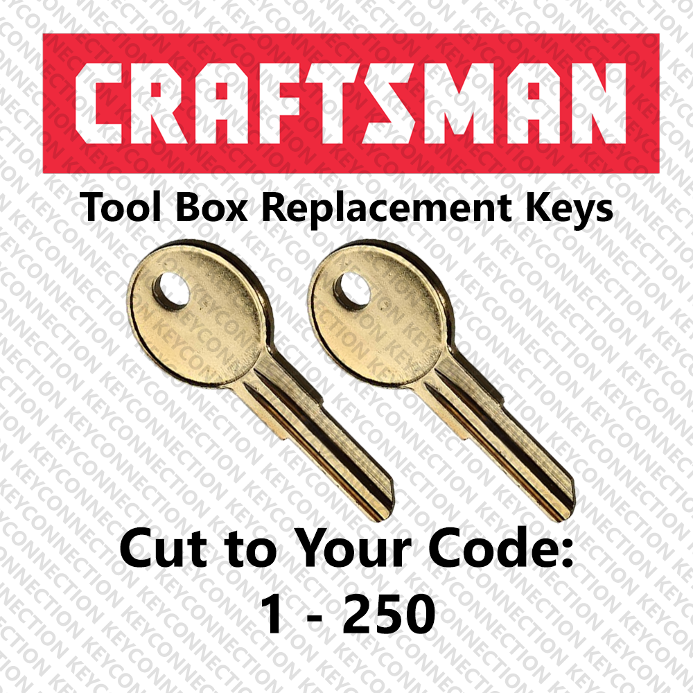 ( 2 ) Two Craftsman Toolbox Keys Cut to Your Code 1 - 250