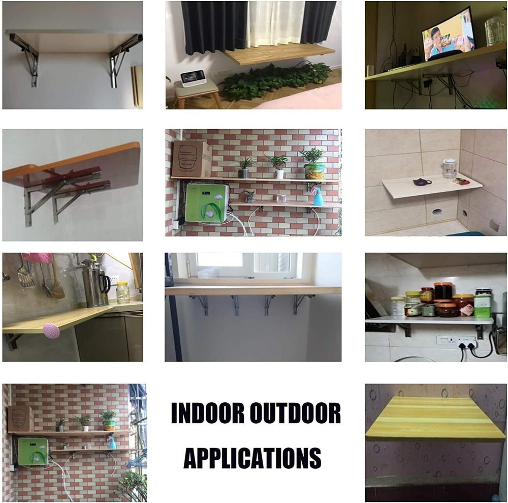 2Pack Heavy Duty Shelf Stainless Bench Table Folding Bracket Support 660lb/300kg