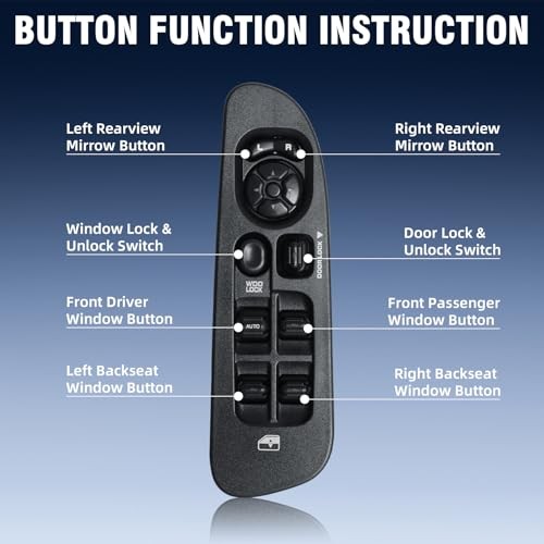 Driver Side Power Window Switch, Door Lock Button Compatible with Dodge Ram