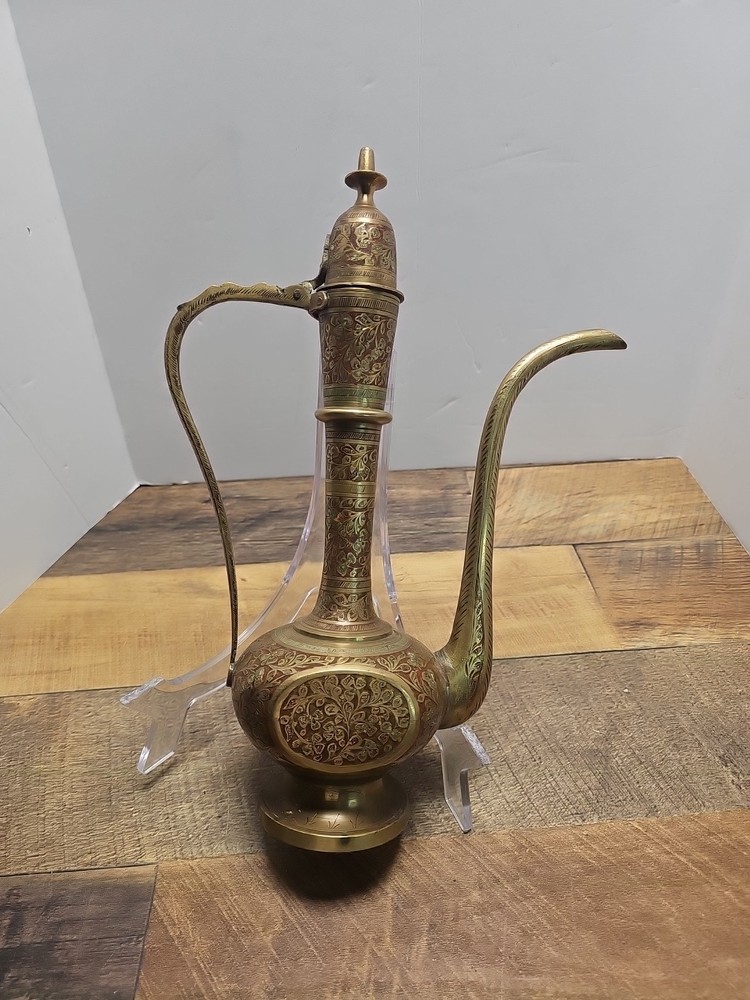 Vintage Middle Eastern Brass Tea Pot Pitcher