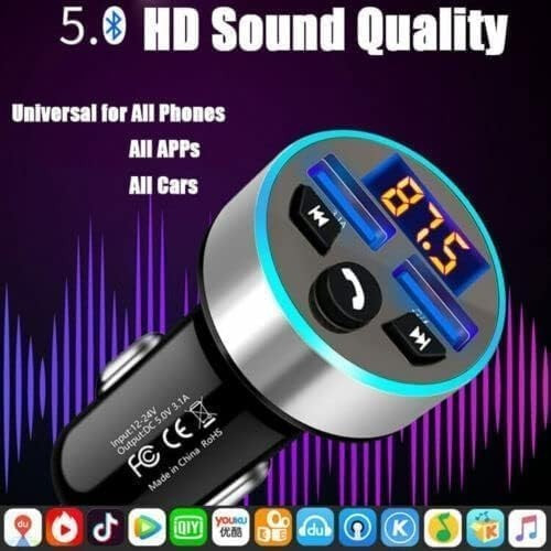 Car Bluetooth FM Transmitter PD 45W Car Charger Power Adapter Cigarette Lighter