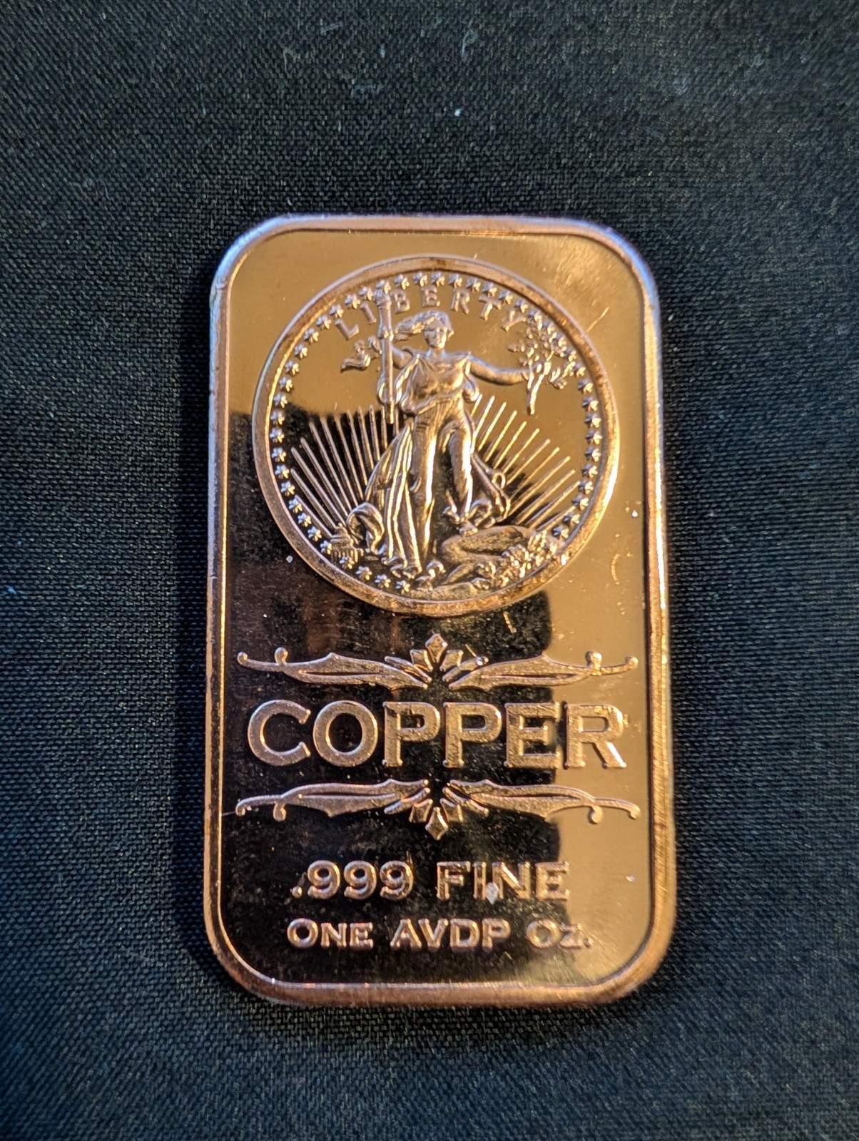 1 oz. Saint-Gaudens Lady Liberty .999 fine copper bar