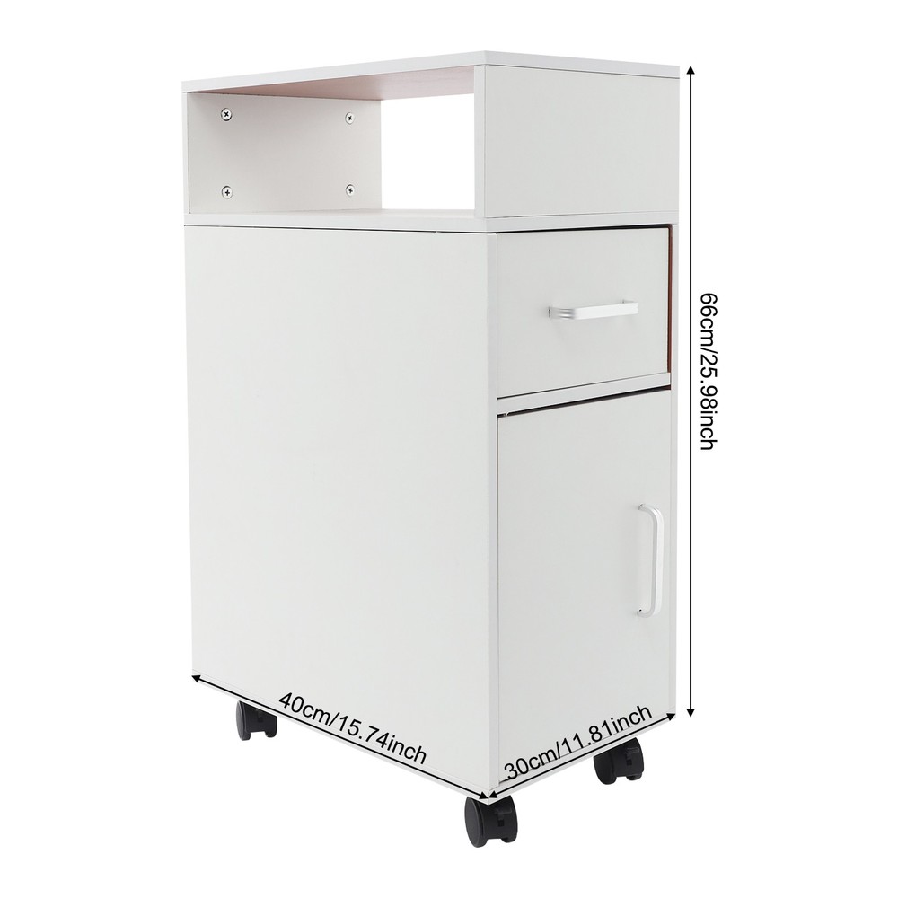 White Bedside Table, Storage Cabinet for the Bedroom, Side Table with 2-drawers
