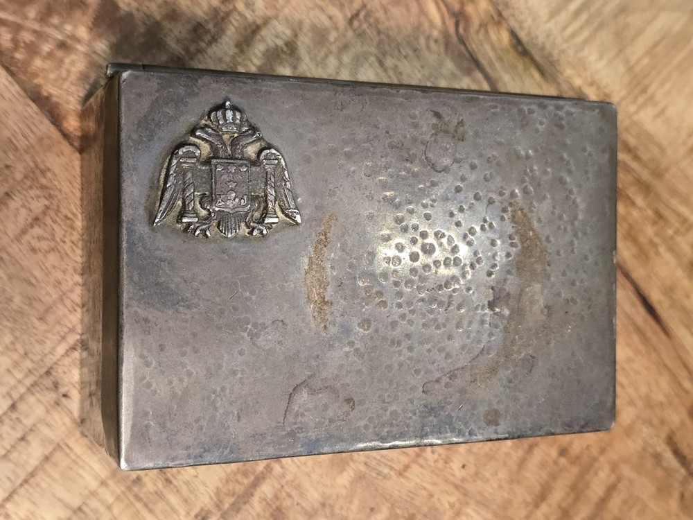 440 gm Solid Silver Antique Hinged Silver Box Snuff Cigarettes 90%