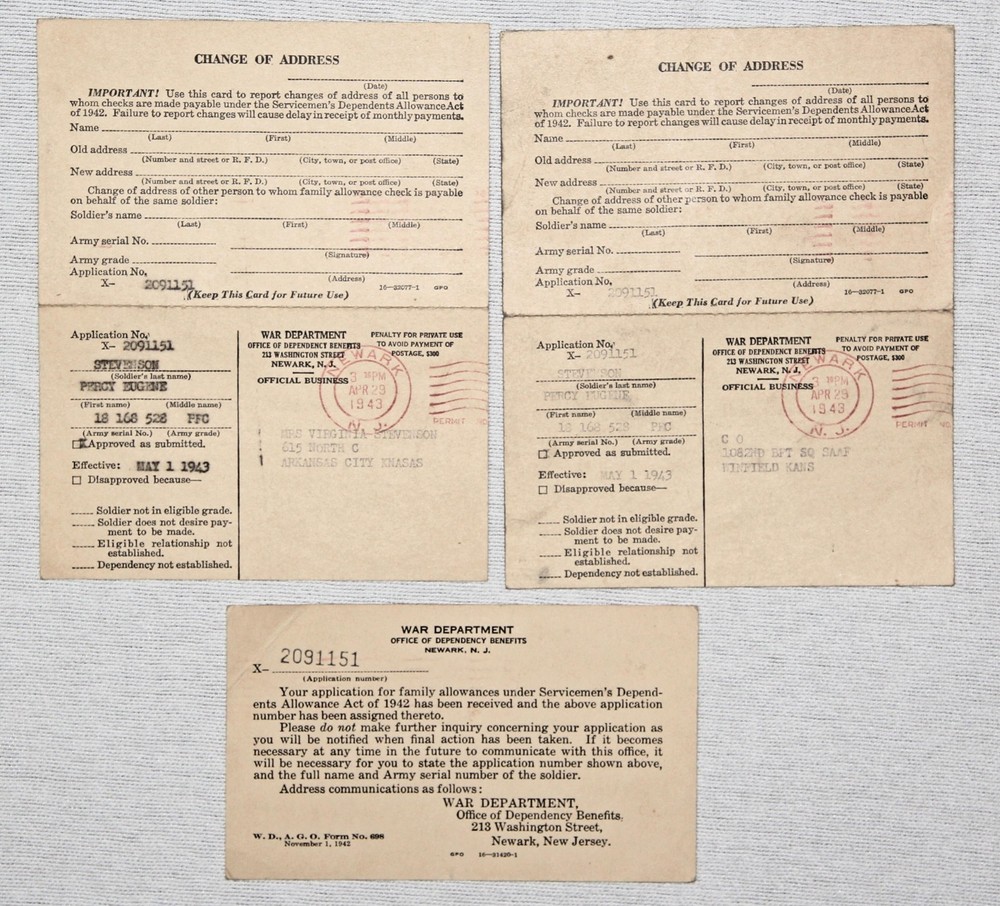 ORIGINAL SMALL WWII AAF PAPER GROUPING
