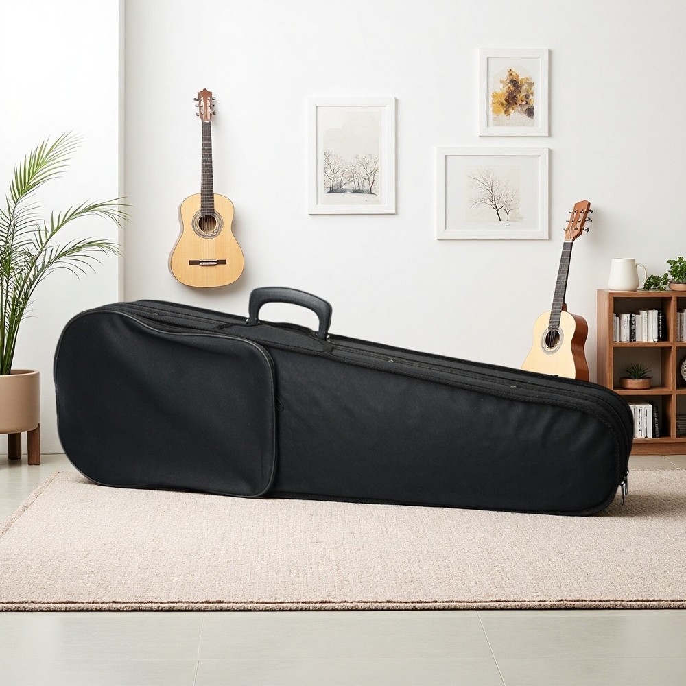 Black Violin Case - 4/4, Beige Interior, Triangle & Durable Cloth Fluff