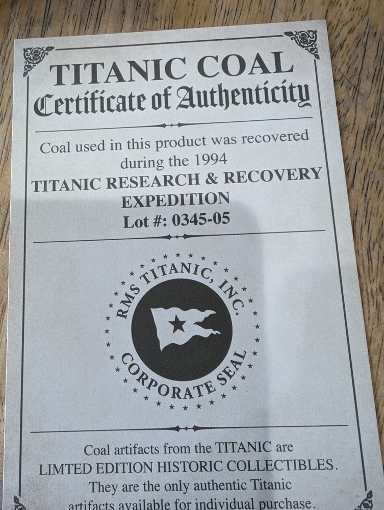 Titanic Authentic Coal In Case, Comes With COA