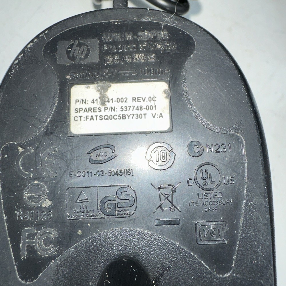 Lot 8 OEM HP M-SBF96 Silver/Black Three Button PS/2 Optical Scroll Wheel Mouse
