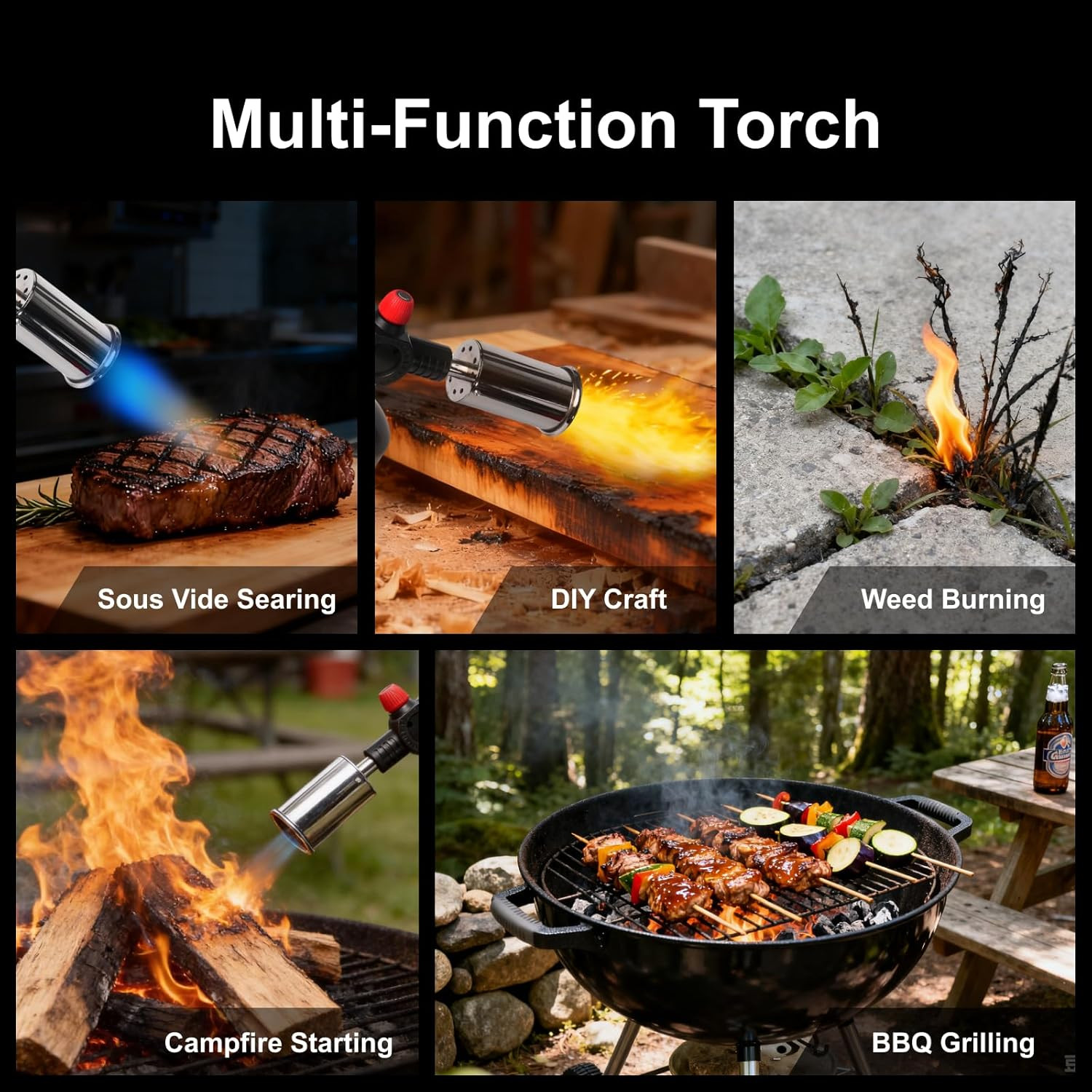 Heavy Duty Propane Torch 3272°F Adjustable Flame Weed Burner BBQ Culinary Torch