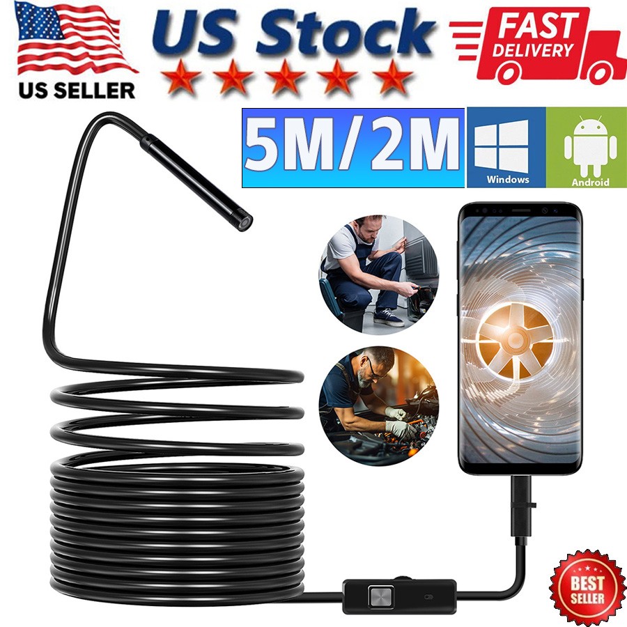 6LED HD USB Snake Endoscope Borescope Camera IP67 Waterproof for Android PC