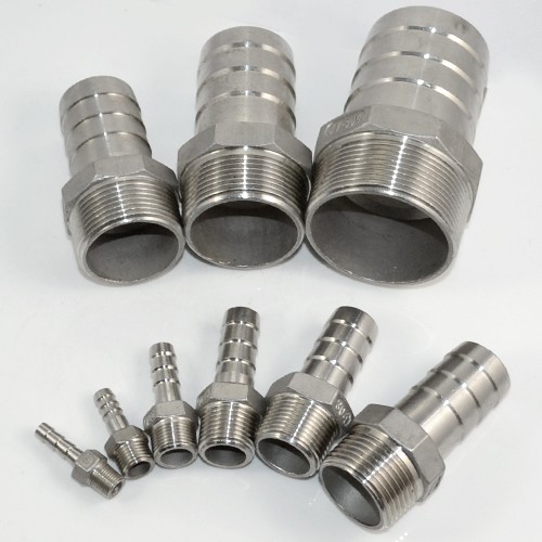 Threaded Pipe Fitting to Barb Hose Tail End Connector Stainless Steel NPT SS 304