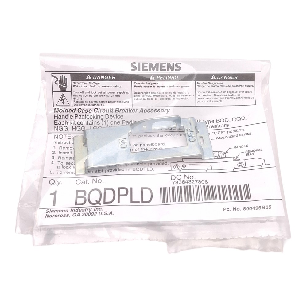Siemens BQDPLD Padlocking Device For BQD/CQD Series Molded Case Circuit Breakers