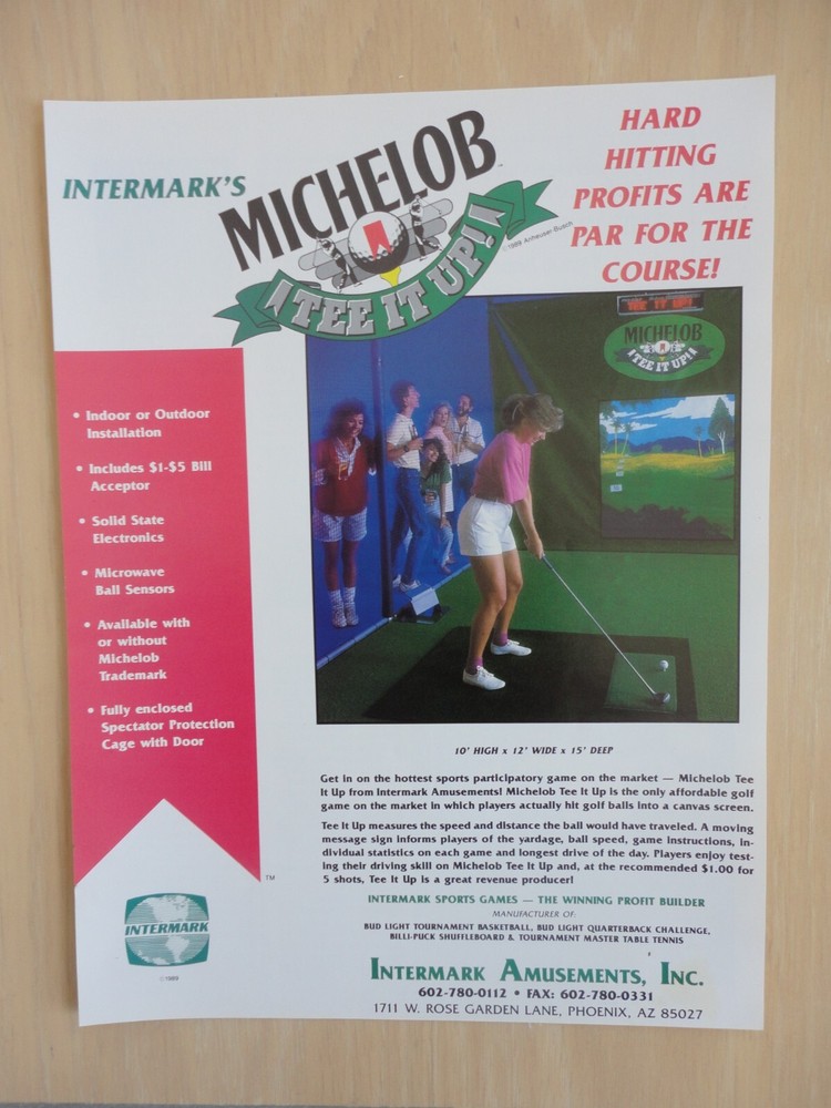 Michelob Tee It Up Golf Arcade Flyer Magazine Pull Out Advertisement