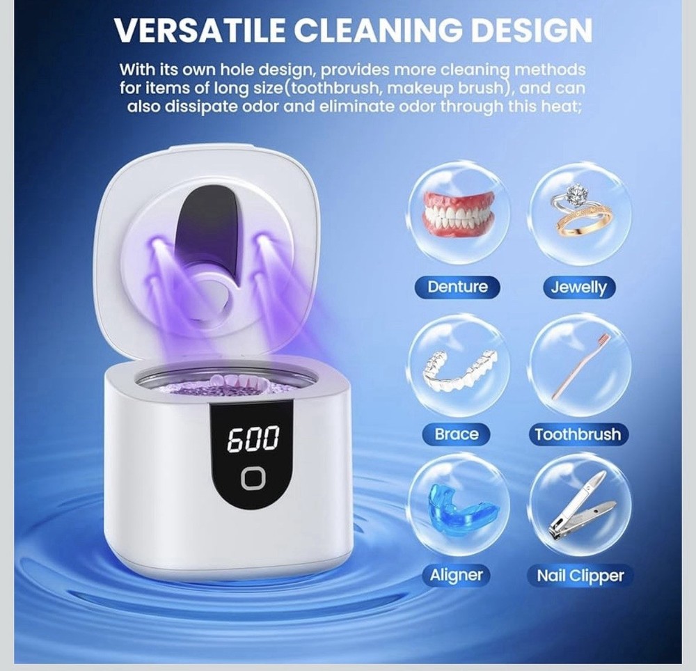 Ultrasonic Retainer Denture Cleaner Machine, 200ML, 4 Modes & Digital Timer