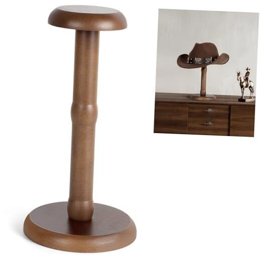 SEKSON Cowboy Hat Stand, Tabletop Hat Display Rack, Solid Wood Hat 1 Pack
