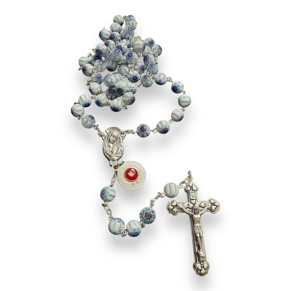 Venetian Glass Italian Murrina Rosary - St. John Paul II Relic