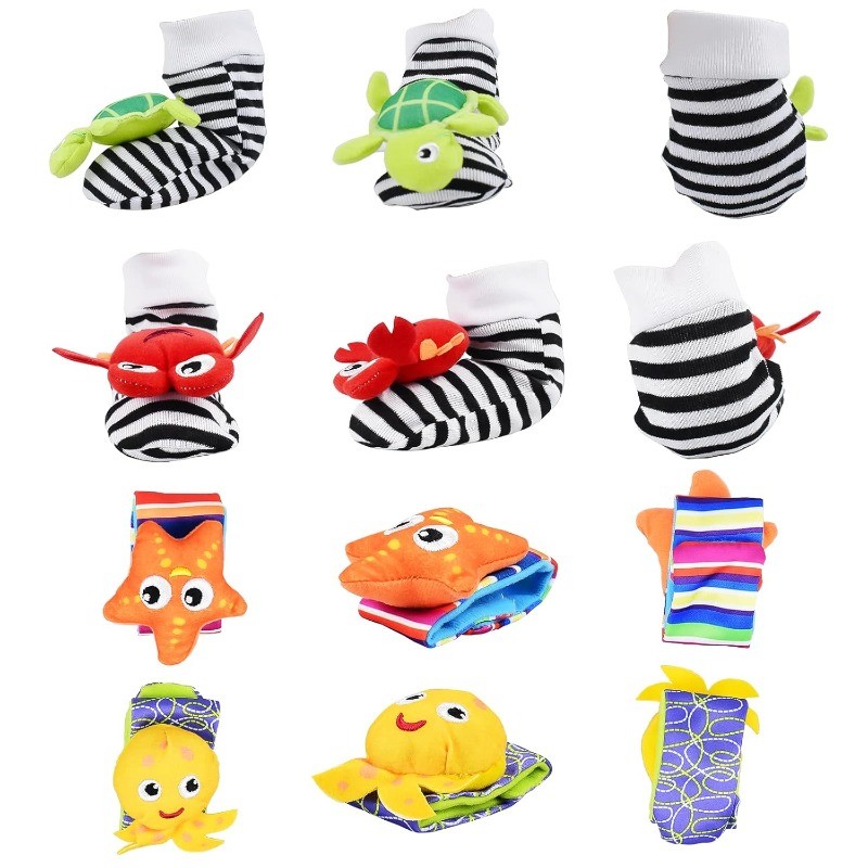 Baby Rattle Socks and Wrist Rattles Set 0-12 Months Soft Sensory Toys baby gift
