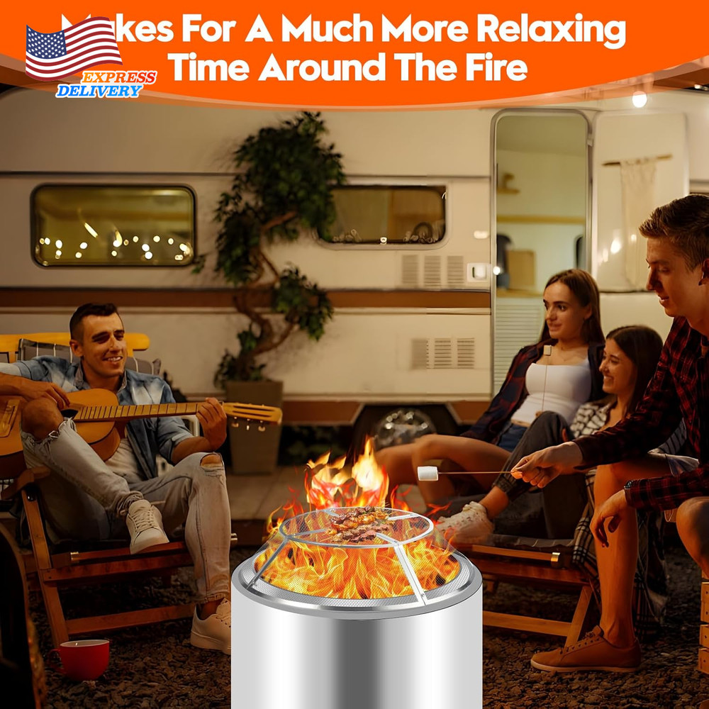 27" Yukon Shield Mesh Fire Pit Spark Protector w/Grill Function & Removal Tools