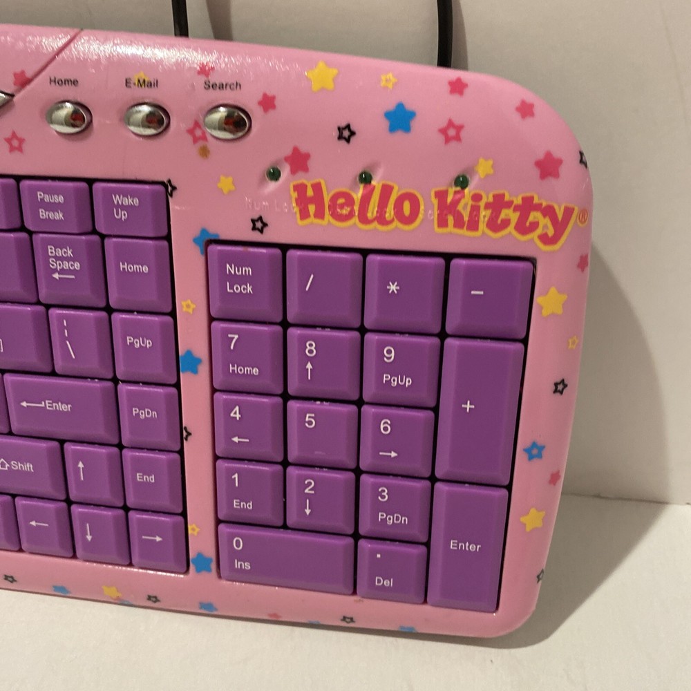 Hello Kitty USB Keyboard Pink Purple 11 Internet Hot Keys Function Keys Keypad