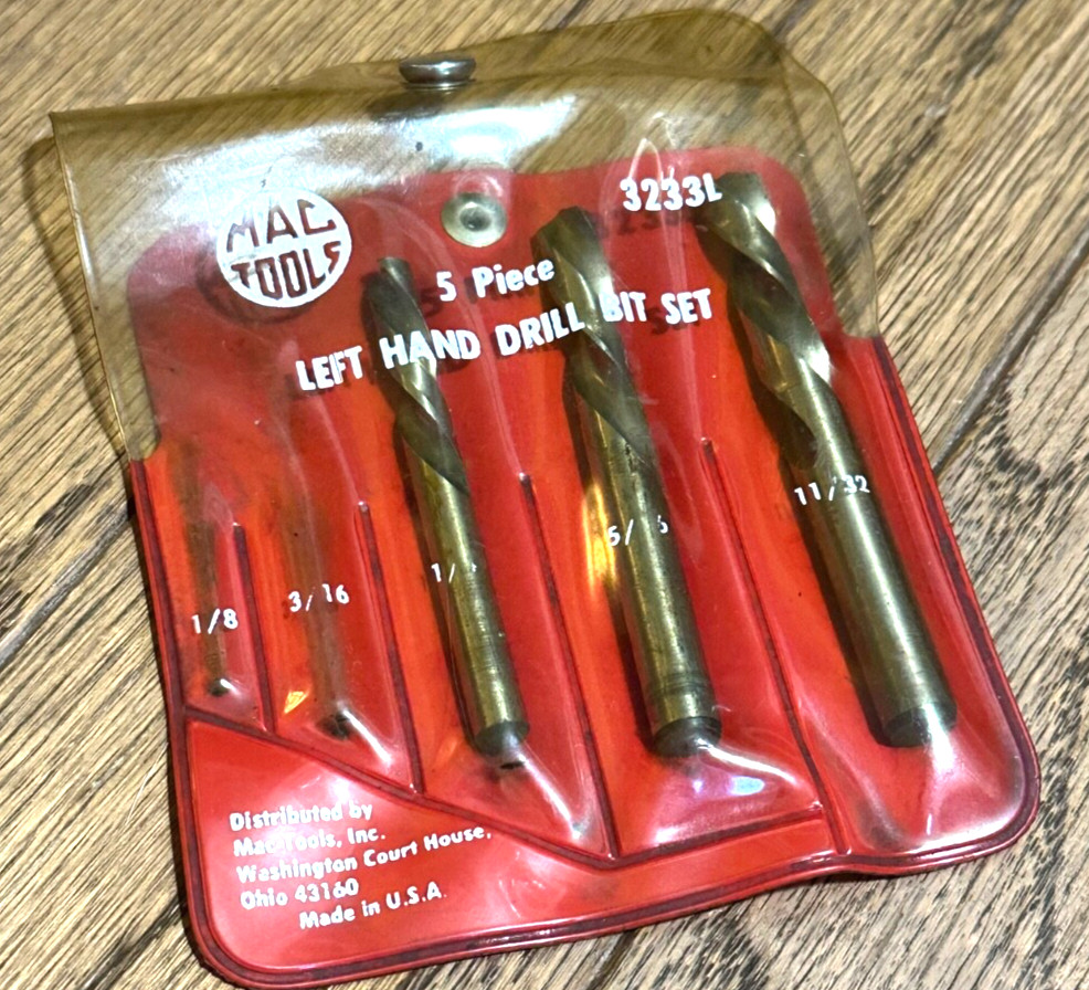 🇺🇸 MAC Tools LEFT HAND Drill Bit Set 1/4" - 11/32" Red Pouch Case Lot