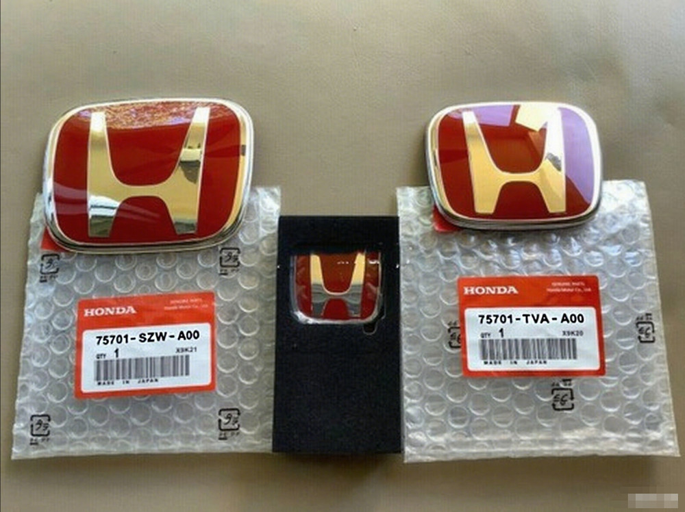 3pack Genuine Style Red Front Rear Steering Emblem Badge For Accord 2018-2022💡