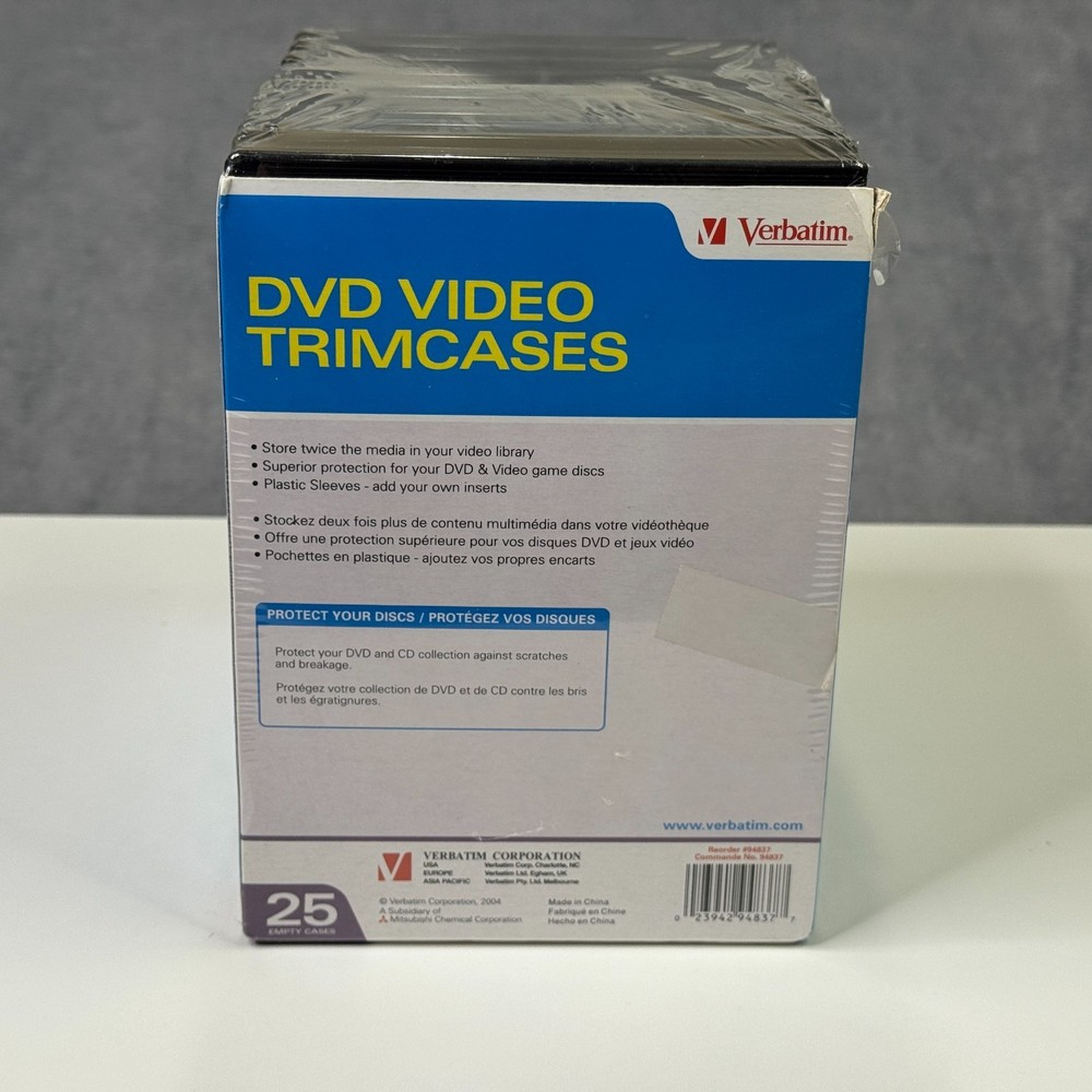 DVD Cases Slim 25 Pack Disc Storage Plastic Hard Shell Sealed Verbatim Trimcases