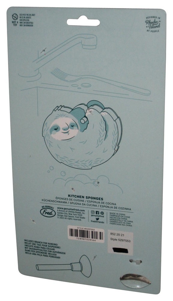 Fred Slow Clean Sloth Kitchen Sponges Pack - (3 Sponges)