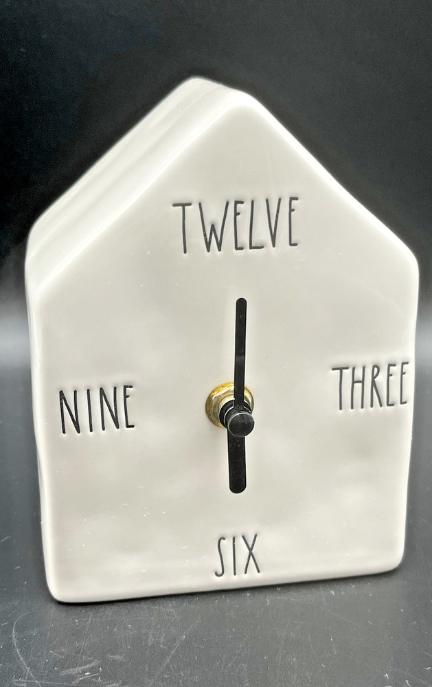 Rae Dunn Counter/Shelf Clock House Shape