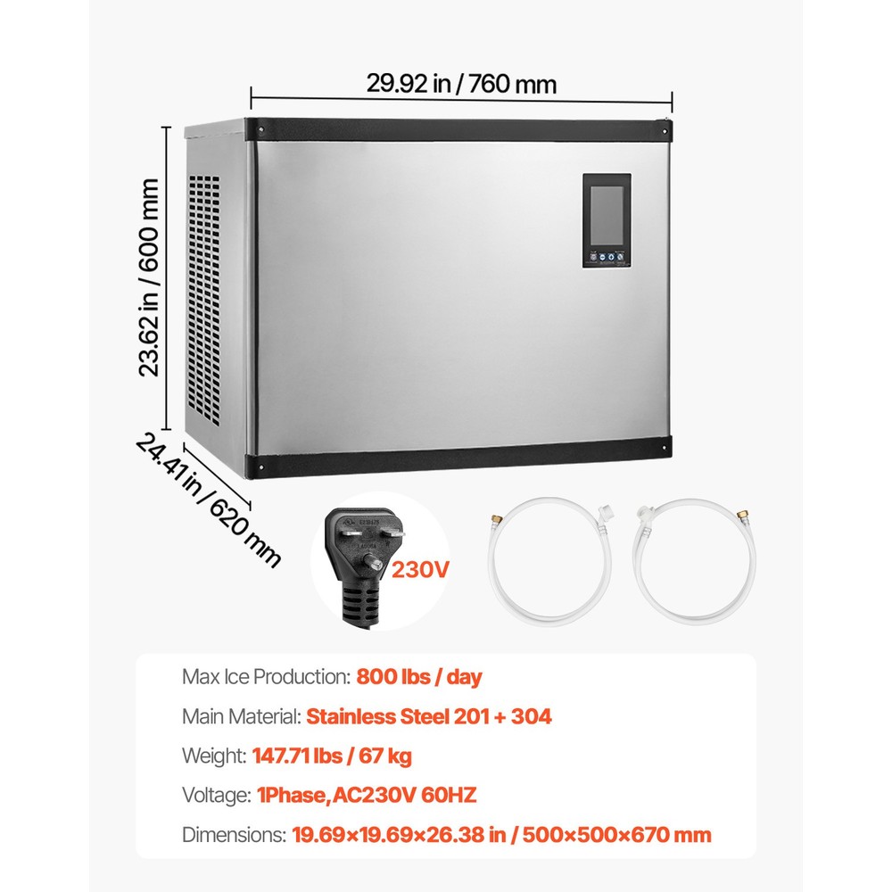 Uimoso Commercial Ice Maker Machine - 1000 lbs/Day with Self-Cleaning Function