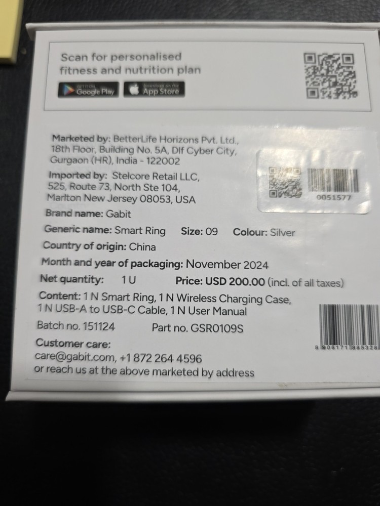 Gabit Smart Ring Size 9 Silver