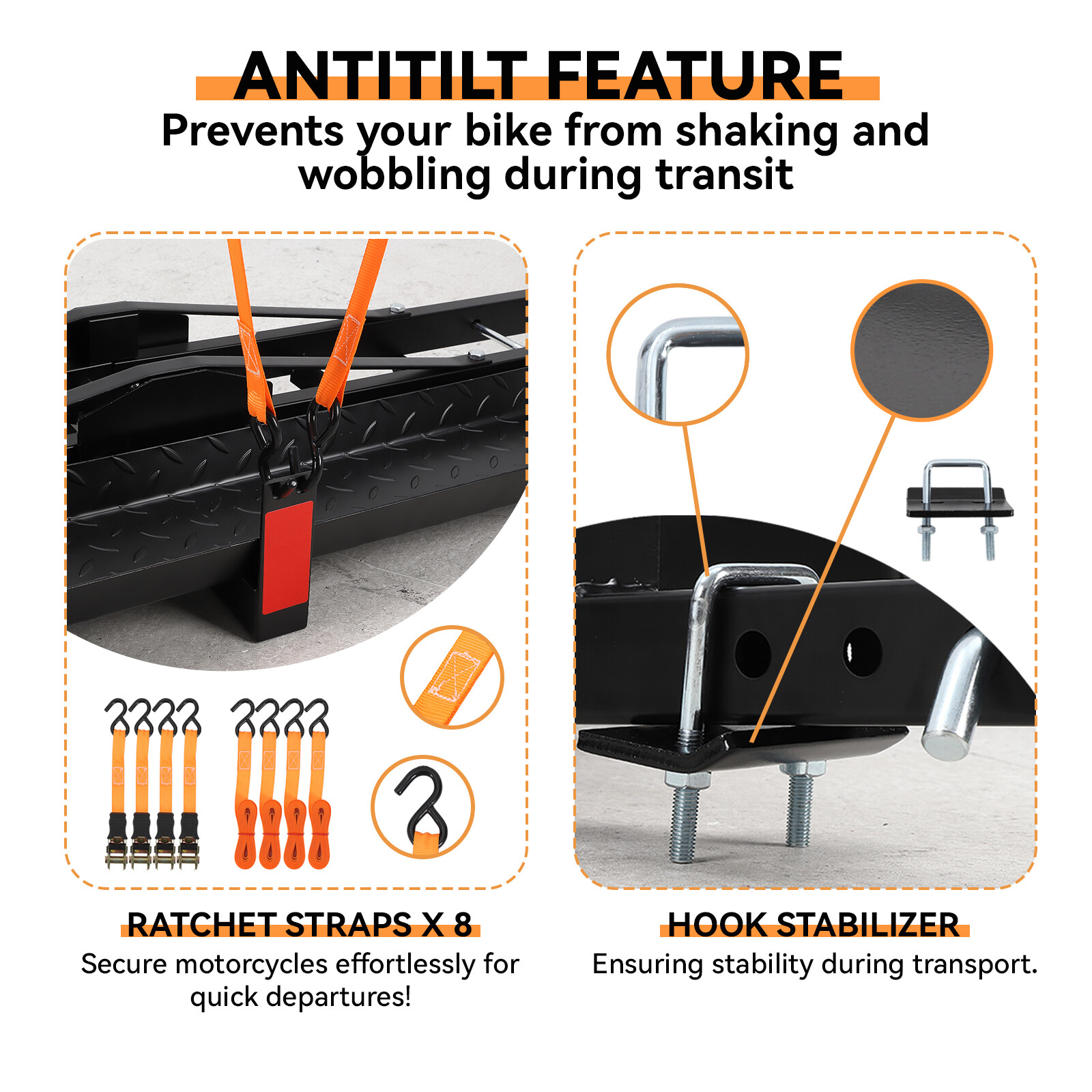 Motorcycle Rack Dirt Bike Scooter Carrier Hauler 2" Hitch Mount w/ Ramp 500lb
