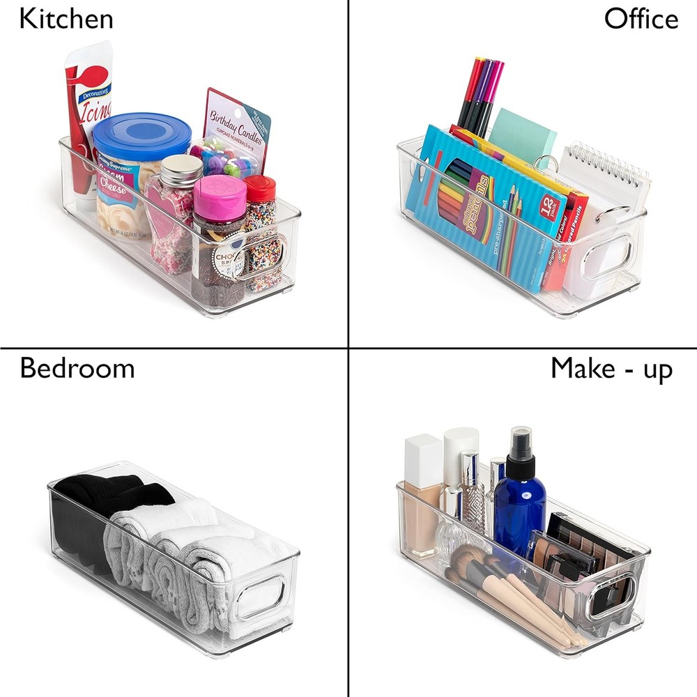 ClearSpace 8 Pack Plastic Pantry Organization Bins for Kitchen & Fridge