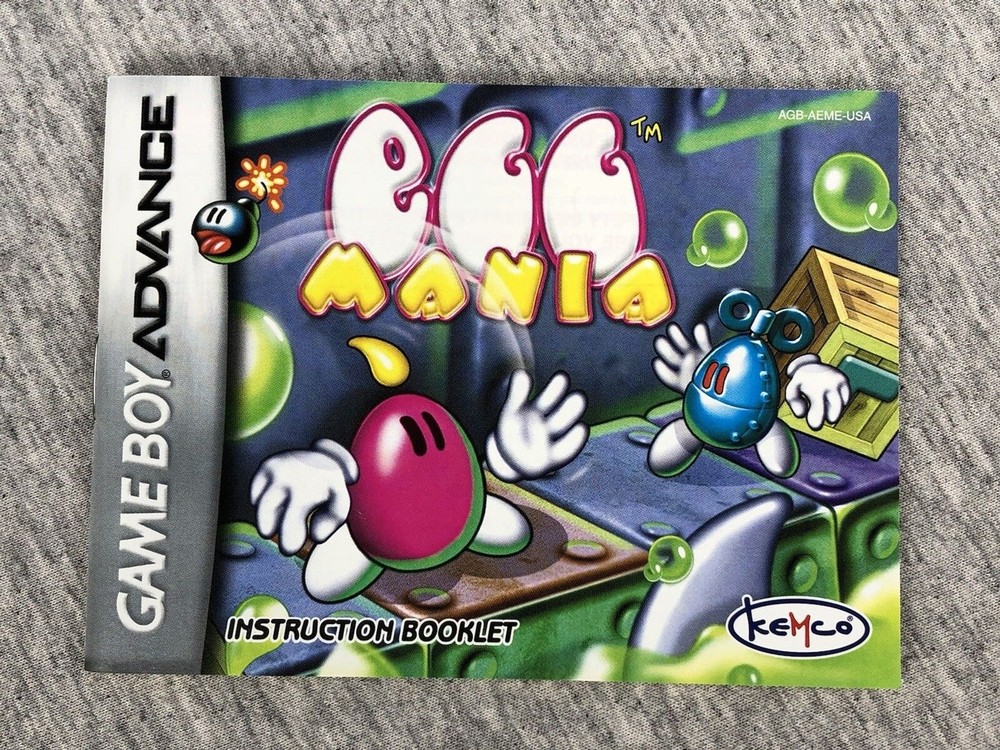 Egg Mania - GBA - Box Manual Inserts Only - Fair - SAFE SHIP!