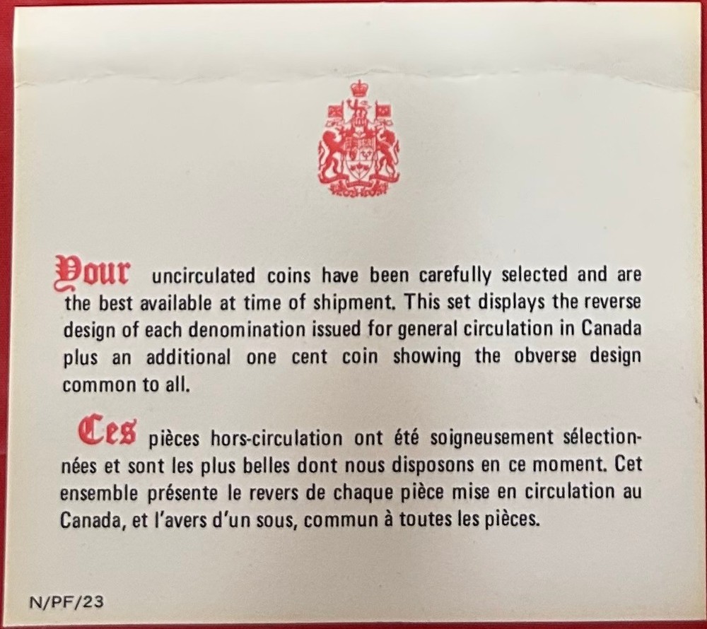 1975 Canada Double 1 Cent Specimen Set Plus COA & Box