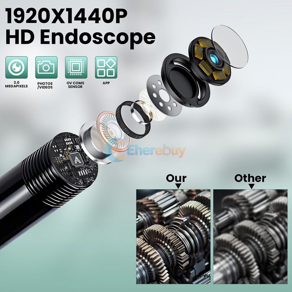 6.6ft USB Snake Endoscope Borescope HD Inspection Camera Scope Fr Android Type C