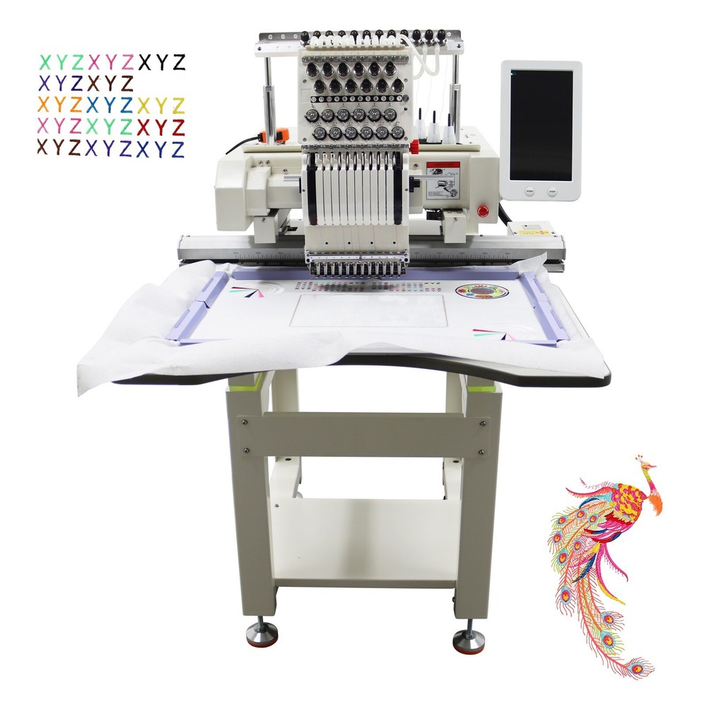 Commercial Home Automatic Flat Hat Embroidery Machine Single Head 12 Needles