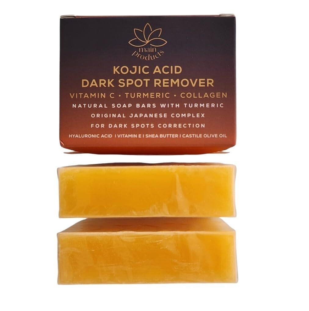 Kojic Acid Dark Spot Remover Soap Bars with Vitamin C Retinol, Collagen Turmeric