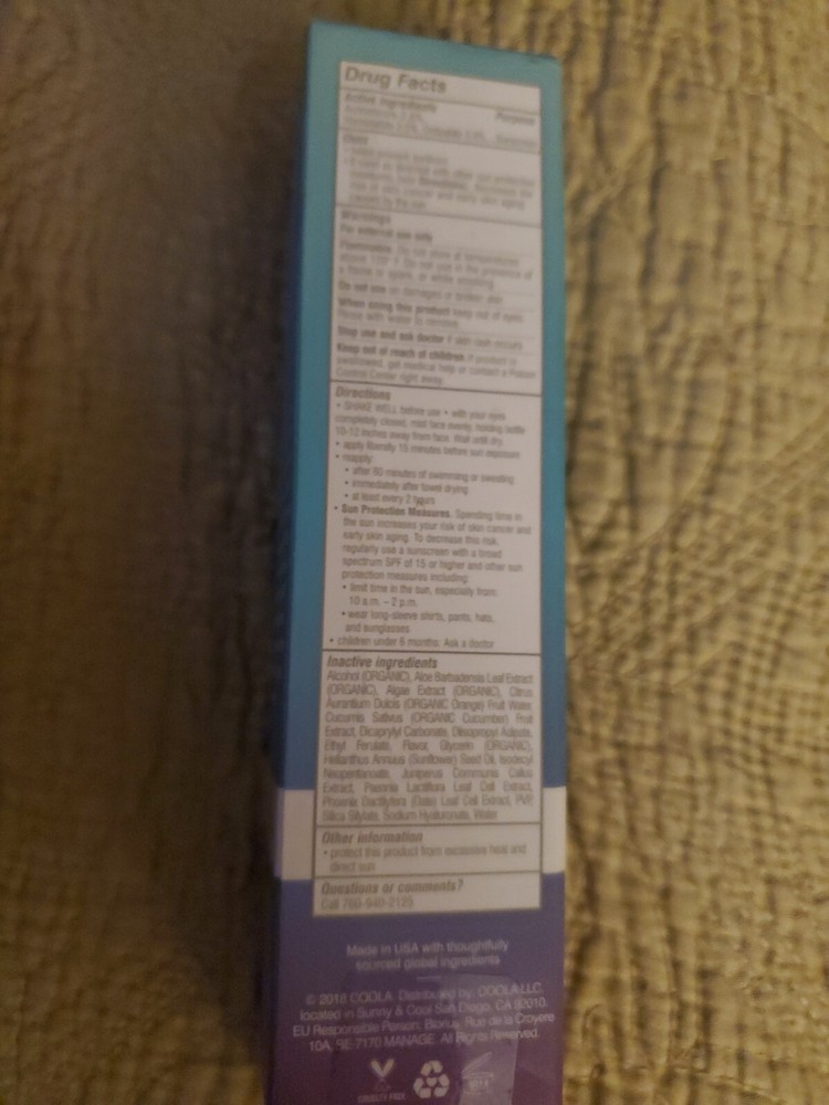 Coola Face Spf 30 Make Up Setting Spray 1.5fl Oz Nib