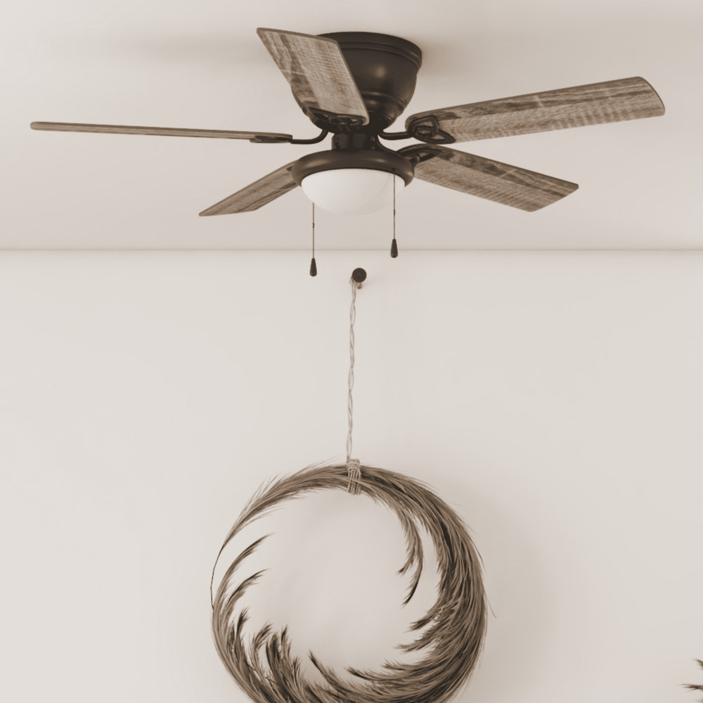 52" Black Traditional Indoor Ceiling Fan with Light
