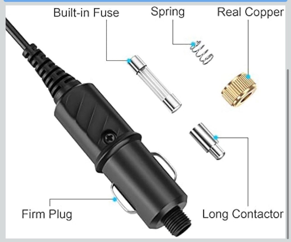 DEWBU Heated Jacket Wire Connection Cable 12V Cigarette Lighter/Male Cigar Plug