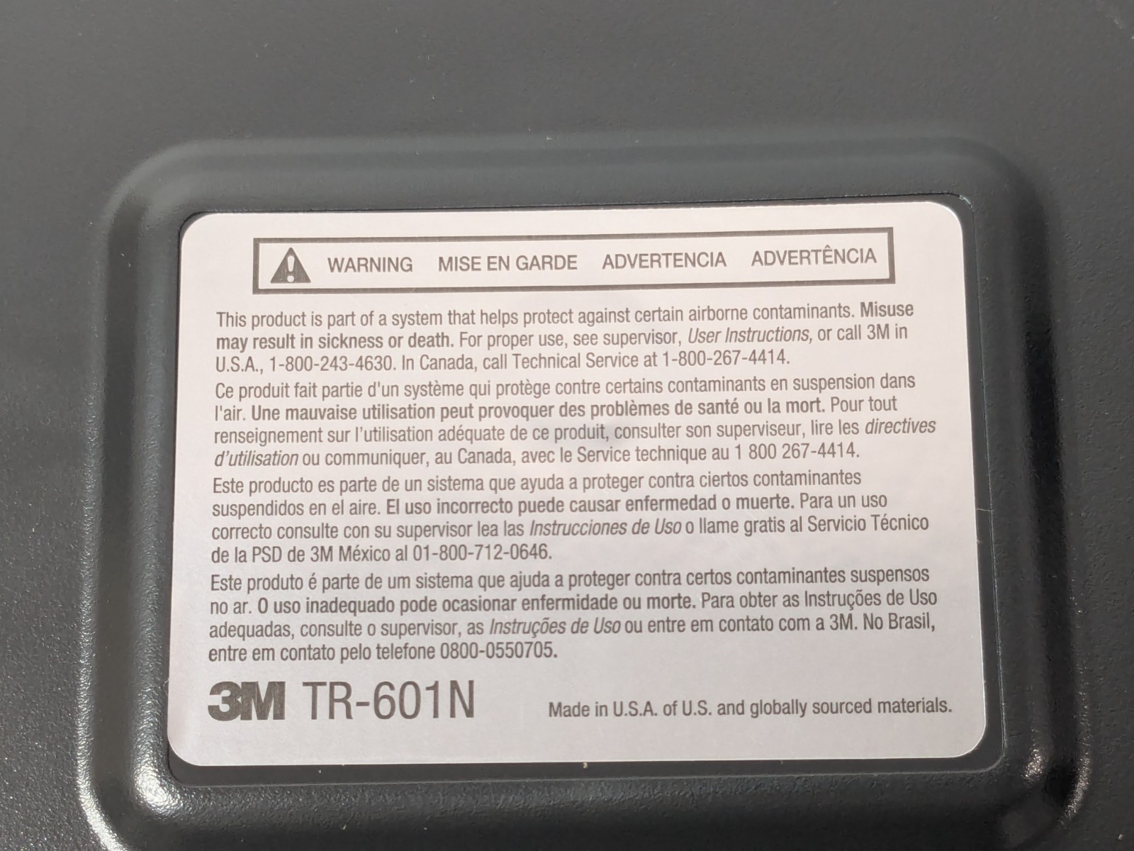 3M Versaflo Powered Air Purifying Respirator Unit TR-602N 7100035756