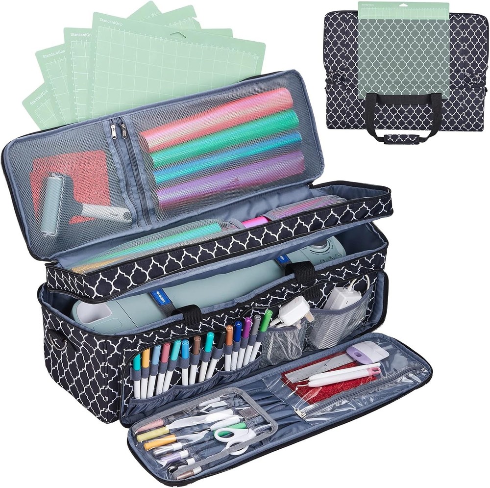 Double Layer Cricut Carrying Case with Organized Pockets