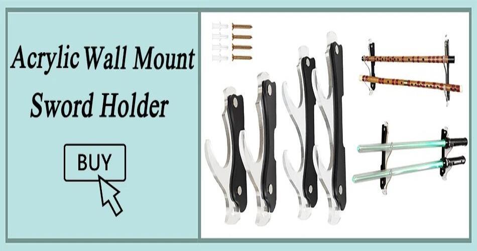 2-Tier Wall Mount Katana Display Holder Samurai Stand Rack Adjustable Wood Hook