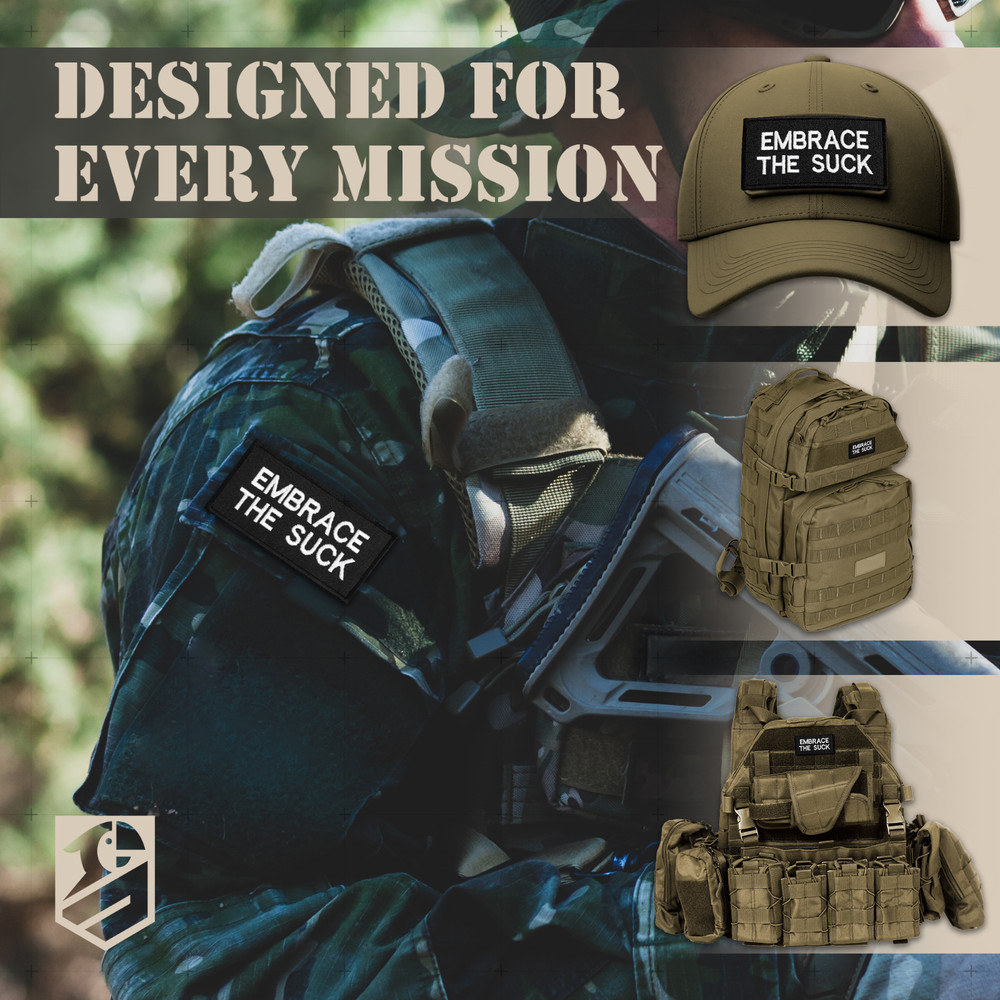 2Pcs Embrace The Suck Patch Set, Embroidered Hook and Loop